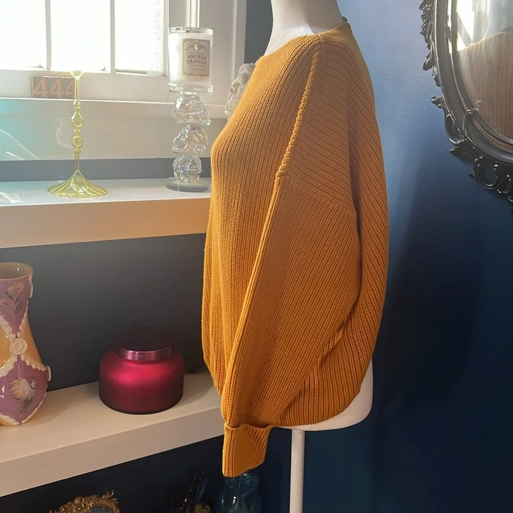 French Connection Mustard Oversized Cotton Sweater